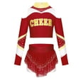 thumbnail image 4 of YUUMIN Girls Cheerleading Outfits Athletic Dance Crop Top with Skirt Shorts Cheer Leader Uniform Fancy Dress Burgundy 10, 4 of 6