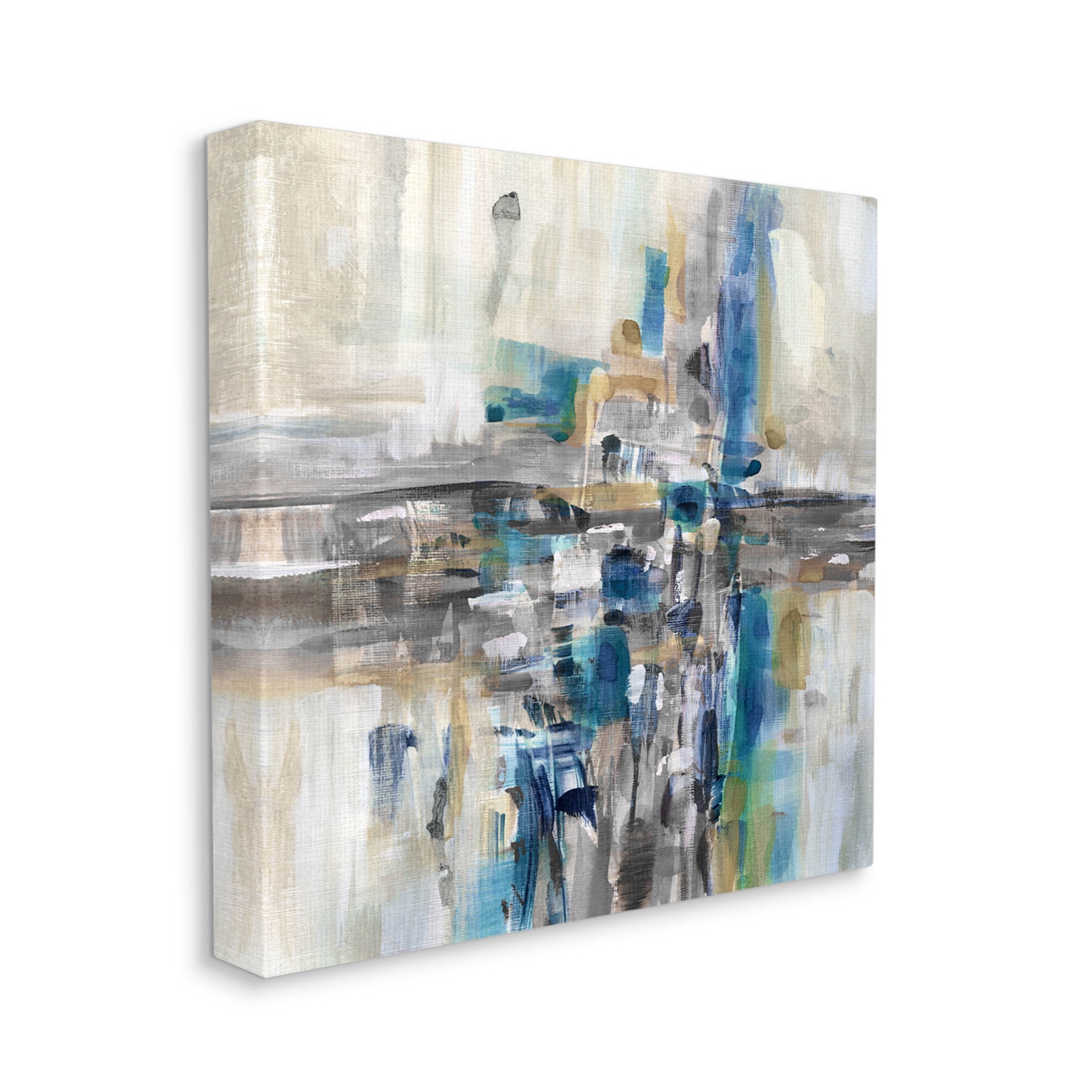 Chaotic Abstract Blue Arrangement Abstract Painting Gallery Wrapped Canvas Print Wall Art