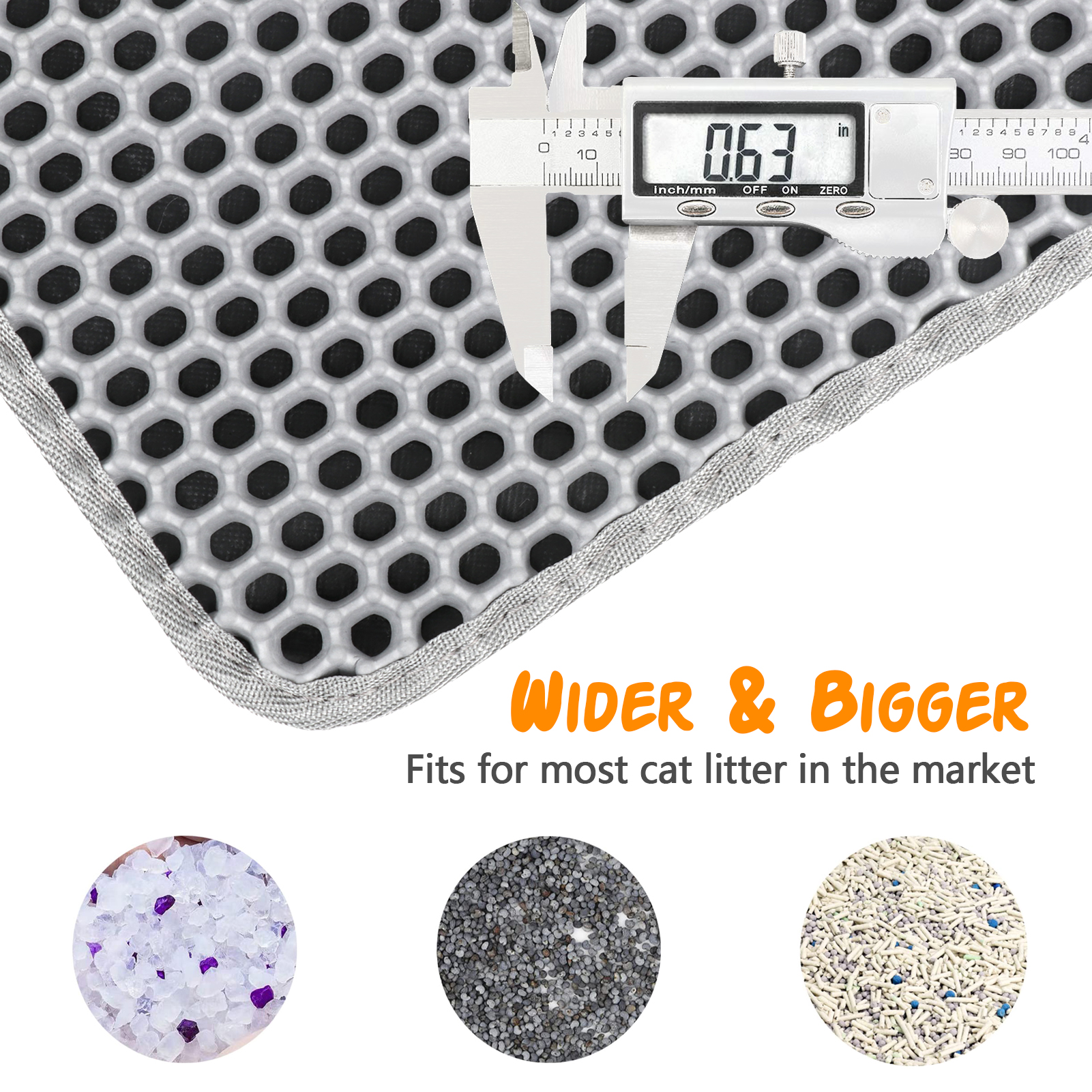 Zalalova 36" x 24" Cat Litter Mat, Honeycomb Double Layer photo 5