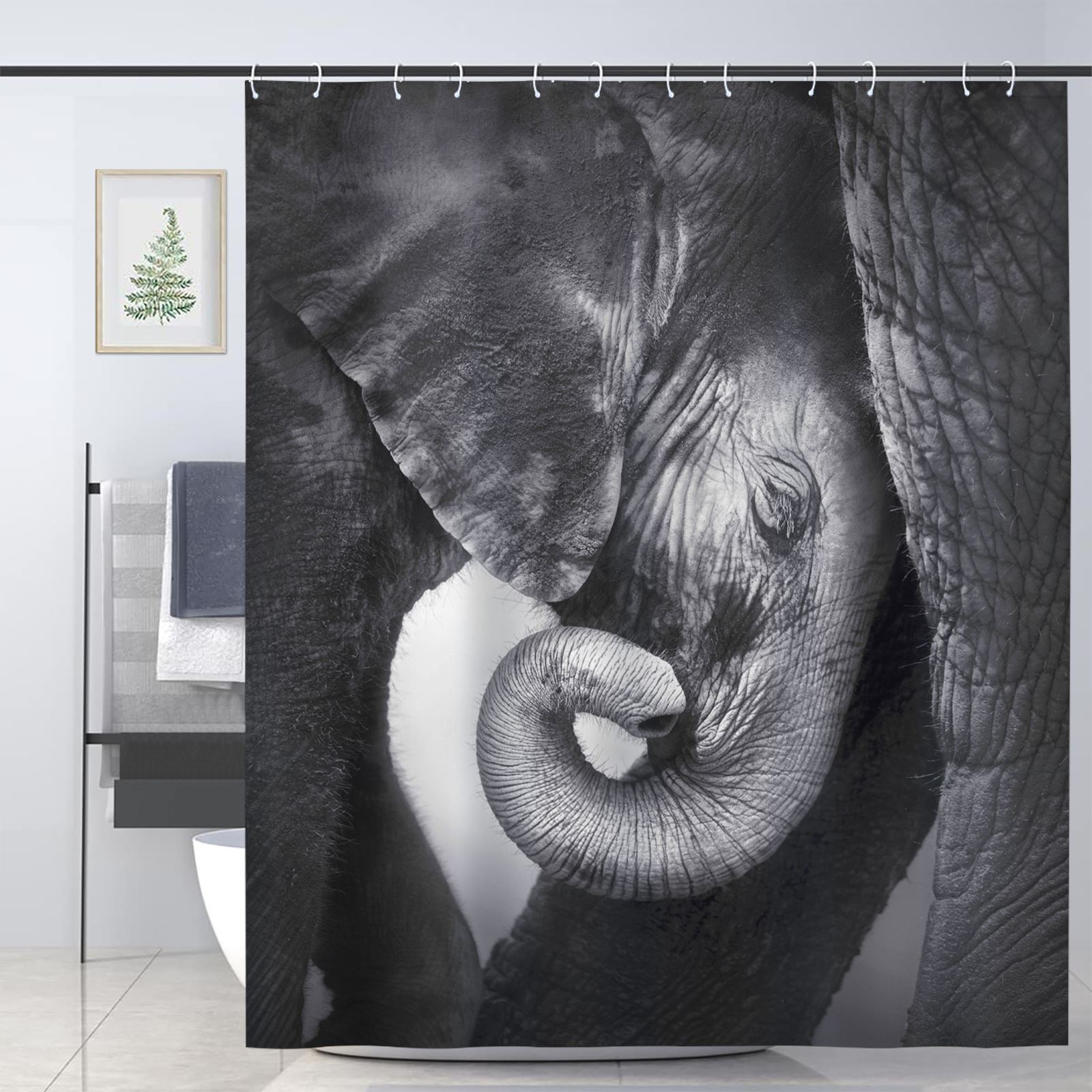 JOOCAR Elephants Decor Shower Curtain for Bathroom Decoration Fabric