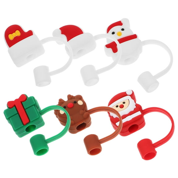 Christmas Water Glass Accessories Xmas Straw Tips Cover Holiday Straw Topper Christmas Straw Cover Caps