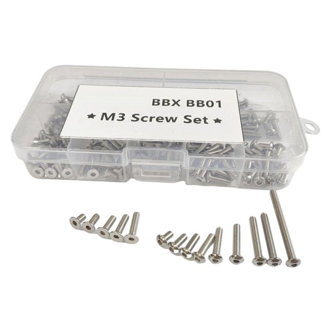 Bunblic 120x RC CAR M3 Screws Kits with Storage Box DIY Accs for BB01 RC Car Model RC Car Model Lightweight Repair Parts Repair Tools