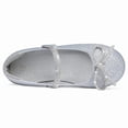 thumbnail image 3 of Kushyshoo Silver Glitter Girl's Bow Mary Jane Dress Shoes Ballet Princess Flats with Rhinestone Strap 10M, 3 of 5