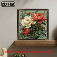 thumbnail image 2 of 2D Flat, 1pc 8x8 Inch Rustic Farmhouse Floral Wall Art with Wooden Frame - Vibrant Red Peonies, Butterflies Green Foliage, Bedroom, Decorative plaque., 2 of 9