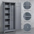 thumbnail image 4 of Lockable Storage Cabinet,Utility Closet with Doors and Shelves,Steel Cabinet with Adjustable Shelves for Home,Garage,Gray, 4 of 8