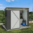thumbnail image 6 of Walsunny 6X4 ft Outdoor Storage Shed, Waterproof Metal Garden Sheds with Lockable Single Door, Weather Resistant Steel Tool Storage House Dark Grey, 6 of 7
