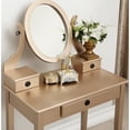 thumbnail image 2 of Wood Vanity Table with Mirror, Stool and 3 Storage / Useful for Bedroom Cosmetic Display, 2 of 4