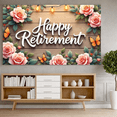 thumbnail image 6 of Floral Design Happy Retirement Decorative Banner Rose Pattern Butterfly Accent for Retirement Party Celebration Woodland Theme, 6 of 8
