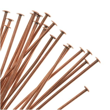 End Head Pin 24 Gauge - Genuine Antiqued Copper Head Pins 22 Gauge 2 Inches (24)