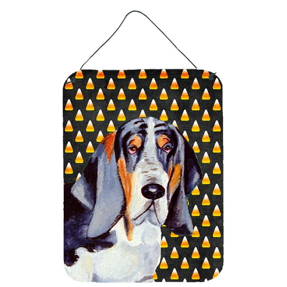Carolines Treasures LH9068DS1216 Basset Hound Candy Corn Halloween Portrait Wall or Door Hanging Prints 12WX16H