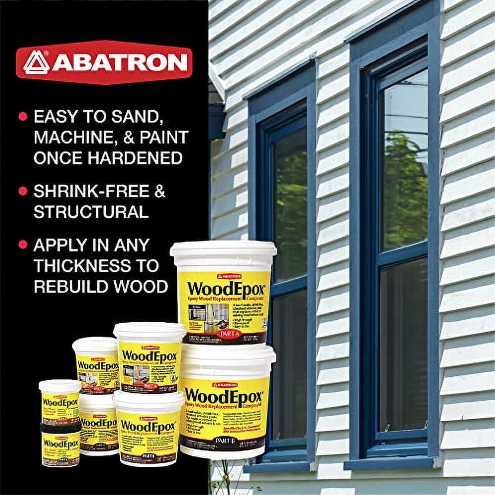 Abatron WoodEpox Kit - 12 oz - 2-Part Structural Epoxy Adhesive Filler - Wood Filler Putty