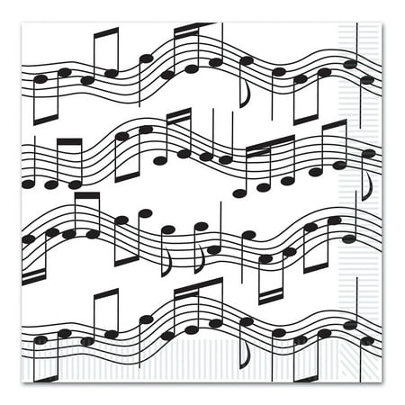 - Club Pack of 192 Black and White Musical Notes Disposable 2-Ply Beverage Napkins