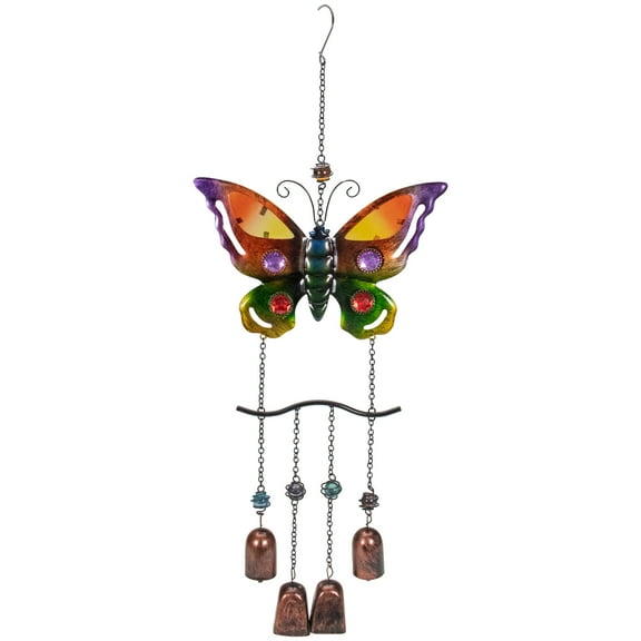 Northlight 24" Purple and Bronze Butterfly Outdoor Garden Windchime