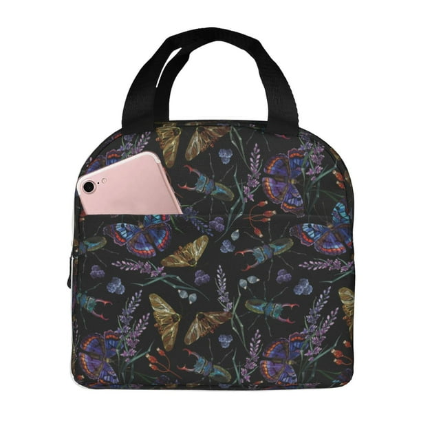 Easygdp Lavender Flowers Bolsa Térmica Premium - Tela Oxford Impermeable, Gran Capacidad, Bolsillo Frontal, Unisex para Trabajo, Escuela, Actividades al Aire Libre y Picnics