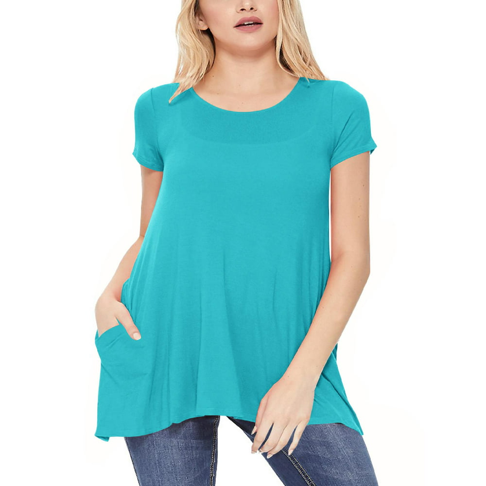 Moa Collection - Women's A-Line Short Sleeve Relaxed Fit Round Neck ...