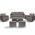 thumbnail image 2 of Patiobula Outdoor Oversized Patio Furniture Set with Fire Pit Table, All-Weather Wicker Sectional Swivel Rocker Chairs Sets,Luxury 7-Seat Conversation Set for Porch, Balcony, Deck, Gray/Gray, 2 of 12