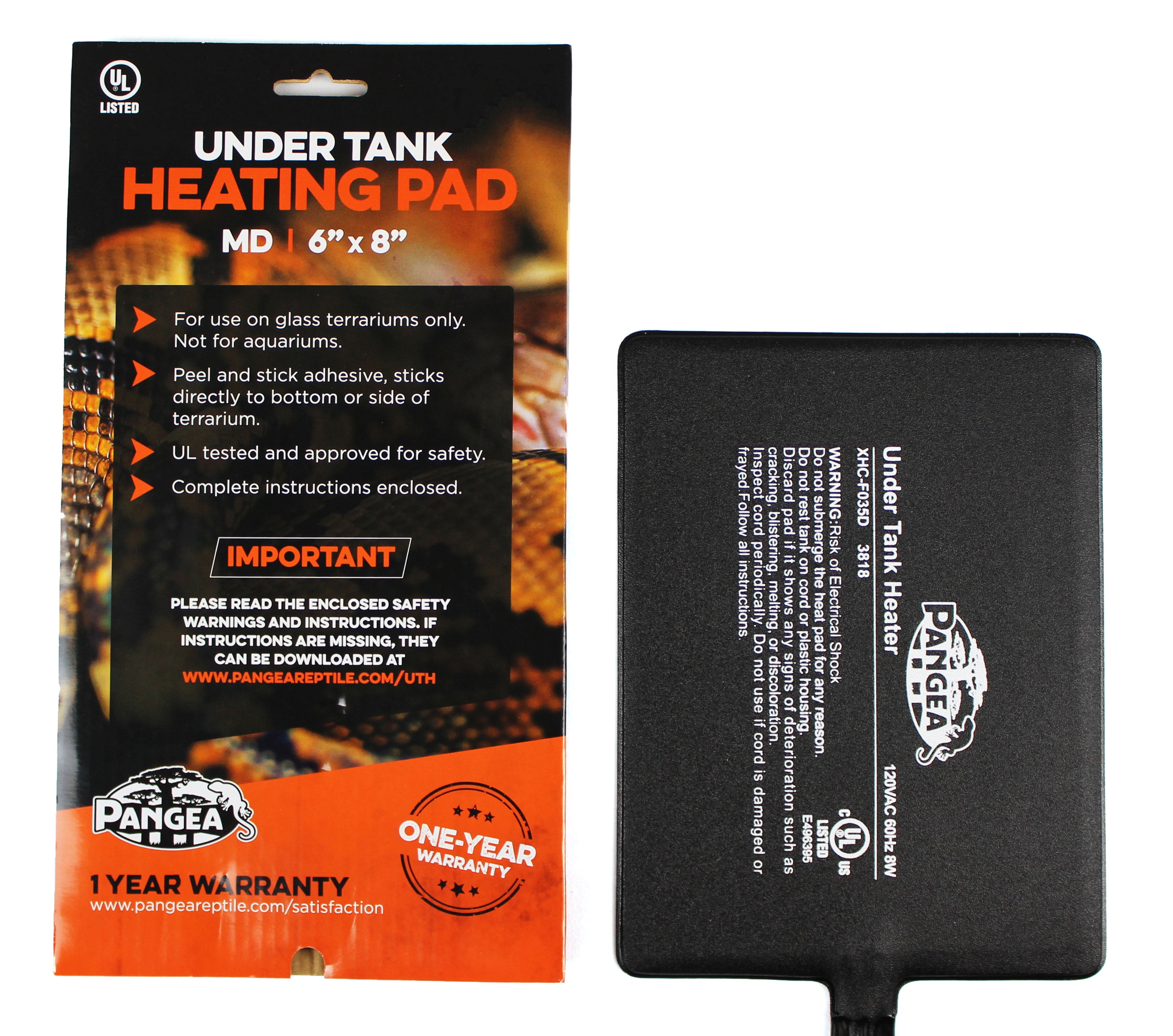 Pangea Reptile Heat Mat (Medium, 6x8, 1020 gal), Black (UTH6x8