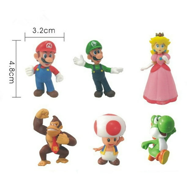 Super Mario Cartoon Brothers Mini Figura De Acción Luigi Wario Waluigi Toad Yoshi Juguete De Cumpleaños