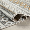 thumbnail image 2 of Well Woven Sahille Grey Golden Rust Geo Stripes Modern Area Rug 5x7 (5'3" x 7'3"), 2 of 7