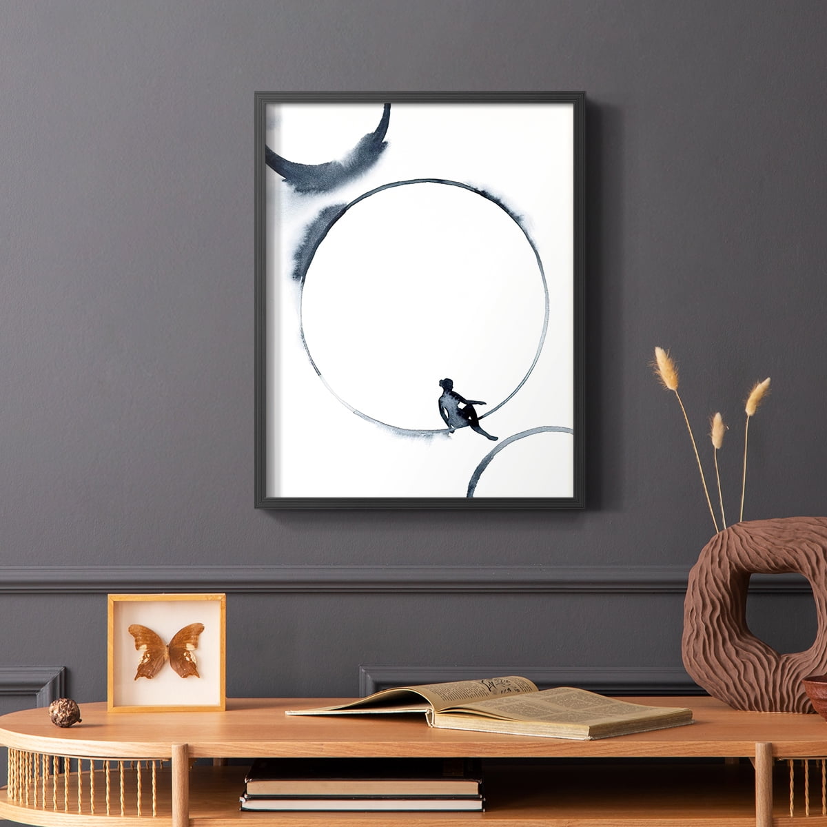 Woman in the Moon I Framed Print - Solid Wood in Single Picture Frame Solid Wood 2 Framed Print