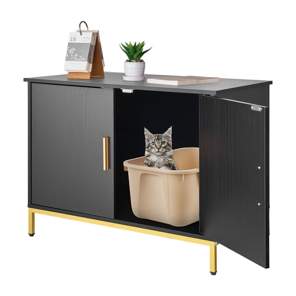 27.6 in Hidden Cat Litter Box Enclosure Furniture Cabinet Metal Legs