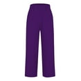 thumbnail image 3 of Clearance! Delayuji Petite Sweatpants for Women Loose Pocket Patchwork Cotton and Linen Casual Pants Fleece Lined Pants Women Purple S, 3 of 6
