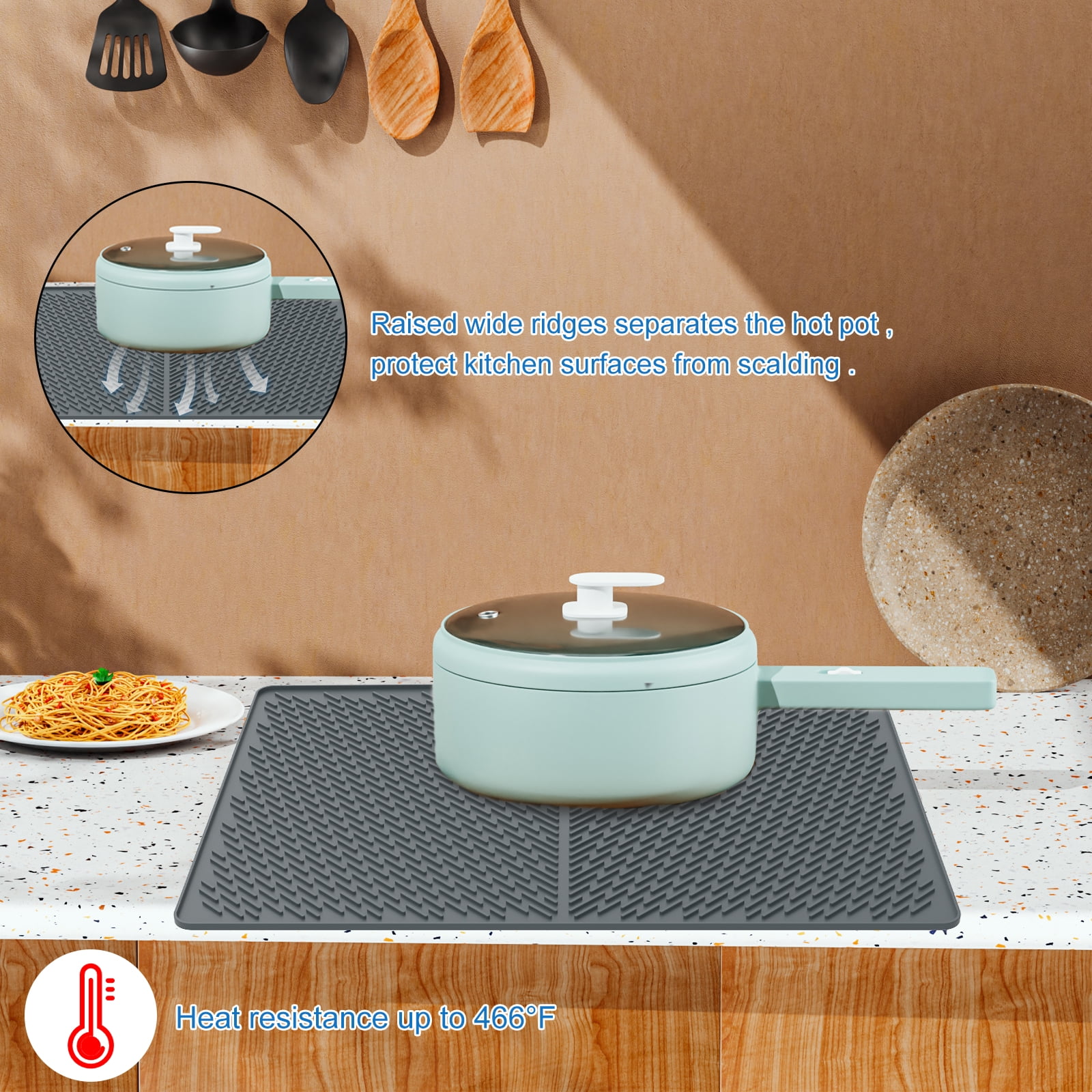 Lzvxtym Stove Top Cover, Silicone Stove Top Cover Heat Resistant Glass Stove Mat for Electric Stove, 28×20 Inch, Dark Gray
