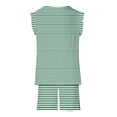 thumbnail image 4 of BRGZLK Summer Sets For Kids 2025 Trendy Striped Print Casual Sleeveless Round Neck Vest Tops and Elastic Waist Short Pants Sets Green 11-12 Years, 4 of 7