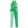 thumbnail image 6 of TiaoBug Kids Girls Sleeveless Sparkly Sequins Dance Unitards Jumpsuit Christmas Candy Cane Costume Green 12, 6 of 7