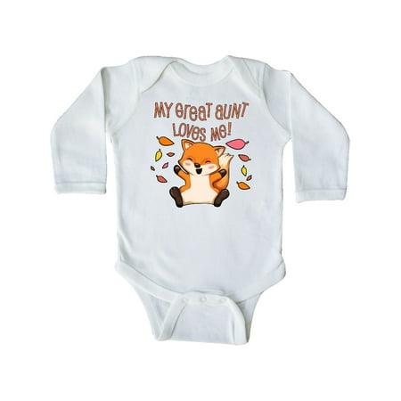 

Inktastic My Great Aunt Loves Me!- cute baby fox Gift Baby Boy or Baby Girl Long Sleeve Bodysuit