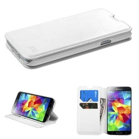 Insten White MyJacket Wallet Leather Protective Case with Tray For Samsung Galaxy S5 S V G900