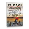 thumbnail image 4 of Personalized Romantic Canvas Wall Art – To His Name – Couple at Sunset with Red Umbrella – Custom Love Letter Gift for Him – Anniversary, Birthday, or Valentine’s Day, 4 of 4