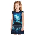 thumbnail image 1 of Fotbe Hawaiian Beach Pirate Moon Vestido de Dormir para Niñas de 3 a 10 Años, Mangas Cortas, Estilo Princesa, Pijama Camisón con Mangas Voladas-X-Large, 1 of 6