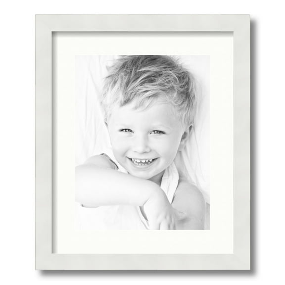 ArtToFrames 14x17 Matted Picture Frame with 10x13 Single Mat Photo Opening Framed in 1.25 Satin White Frame and 2 Fabric White Mat (FWM-3966-14x17)