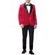 thumbnail image 2 of INSPIRE CHIC Blazers de Hombre de Terciopelo con Solapa en Pico, de Un Botón, Brillantes, Color Burdeos, 2 of 5