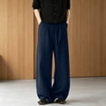 thumbnail image 2 of Njagoc3 Plus Size Pants for Men | Elastic Drawstring Waist Wide Leg Trousers with Side Pockets & Loose Fit | Relaxed Loose Fit for Fall Casual Daily Wear & Weekend Outings，Navy，L, 2 of 6