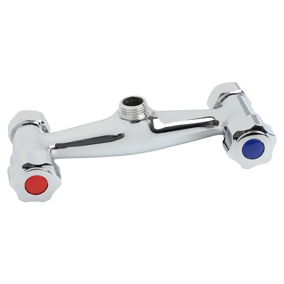 Wall Mounted Brass Shower Mixer Tap With Double Lever Hot And Cold Control, Chrome Finish Bathroom Faucet With 150Mm centers And G1/2 Outlet For Consistent Water Flow(A)