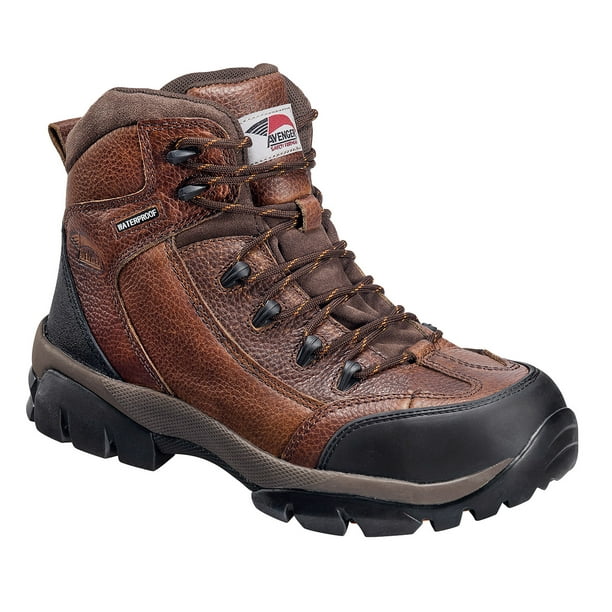Men's Leather Waterproof Work Boot w/ Heel & Toe Guards - Walmart.com ...
