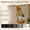 thumbnail image 4 of Lapalife Outdoor Curtains for Patio Waterproof W71xL96, Blackout Weighted Outside Curtains Weatherproof UV Resistant Privacy for Porch, Pergola, Beige, 1 Panel, 4 of 8