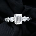 thumbnail image 6 of Emerald Cut Moissanite Solitaire Engagement Ring (D-VS1 Grade, 6X8 mm), 18K White Gold, US 8.00, 6 of 8