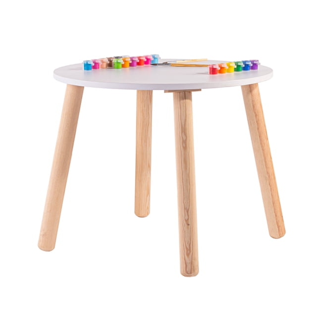 Mesa Infantil Circular Melamina Blanca Para Niños Y Niñas