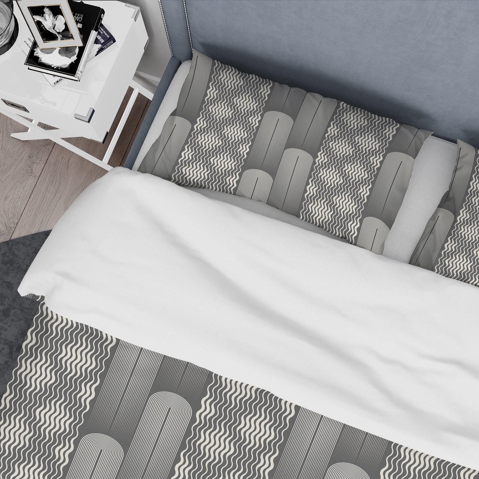Designart 'Mimimal Black And White Design II' Mid-Century Modern Duvet Cover Set