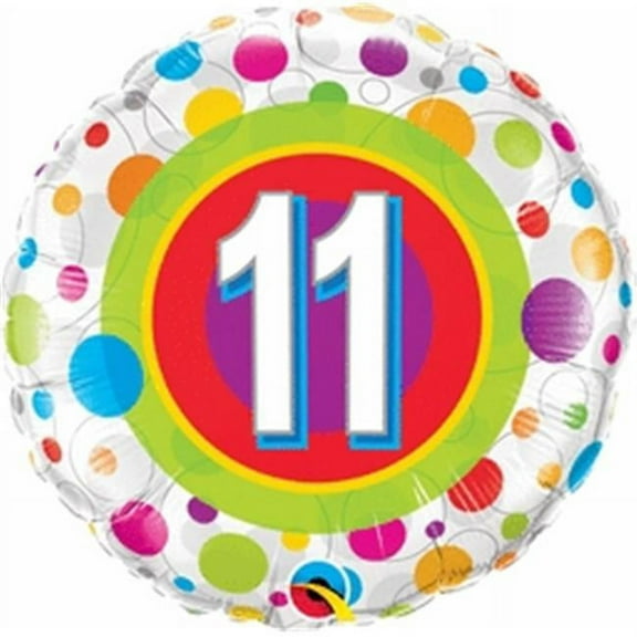 Anagram 89133 18 in. Colorful Dots Age 11 Foil Balloon Case - Pack of 5