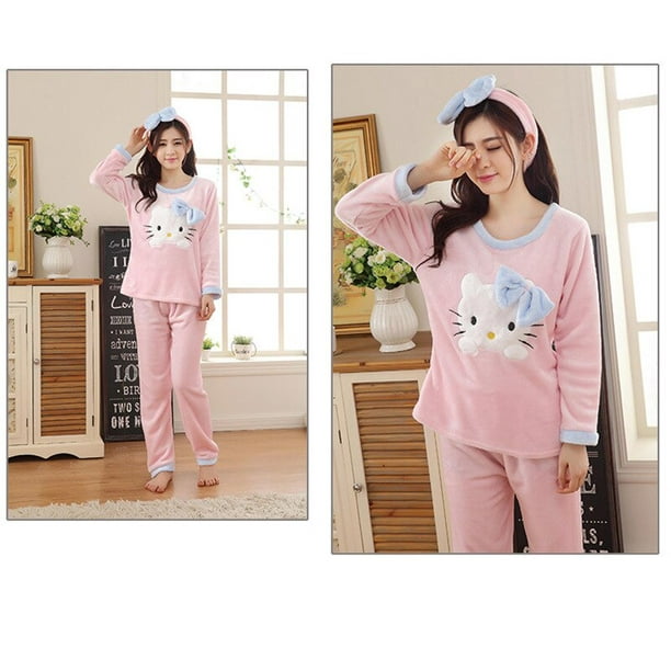 Sanrio Kuromi Autumn Sweet Girl Pajama Set Anime Y2K Fashion Long Sleeve  Trousers Student Home Clothes Women Pijama 2023 New