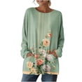 thumbnail image 5 of SYMOID Womens Mint Green Floral Tunic Top with Pockets, Long Sleeve Soft Stretch Blouse, Boho Vintage Print Tunic Shirt for Women S-XXL,Size M, 5 of 7