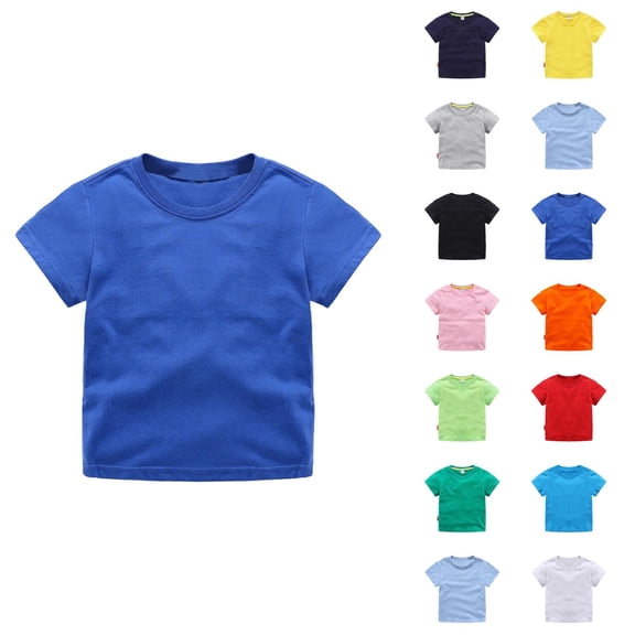 Kids Tshirts Summer Lightweight Breathable Short Sleeve Plain Crewneck Basic Tees Boys Girls T Shirts 1-10 Years