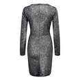 thumbnail image 4 of WTXUE Robe à Manches Longues, Robe Femme Paillettes Col en V Manches Longues Robe Ajustée Élégante Robe de Soirée pour Dames, Robe à Paillettes pour Femmes, Gris TG, 4 of 7