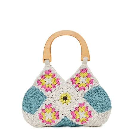 No Boundaries Women&amp;#39;s Sunflower Crochet Top Handle Handbag