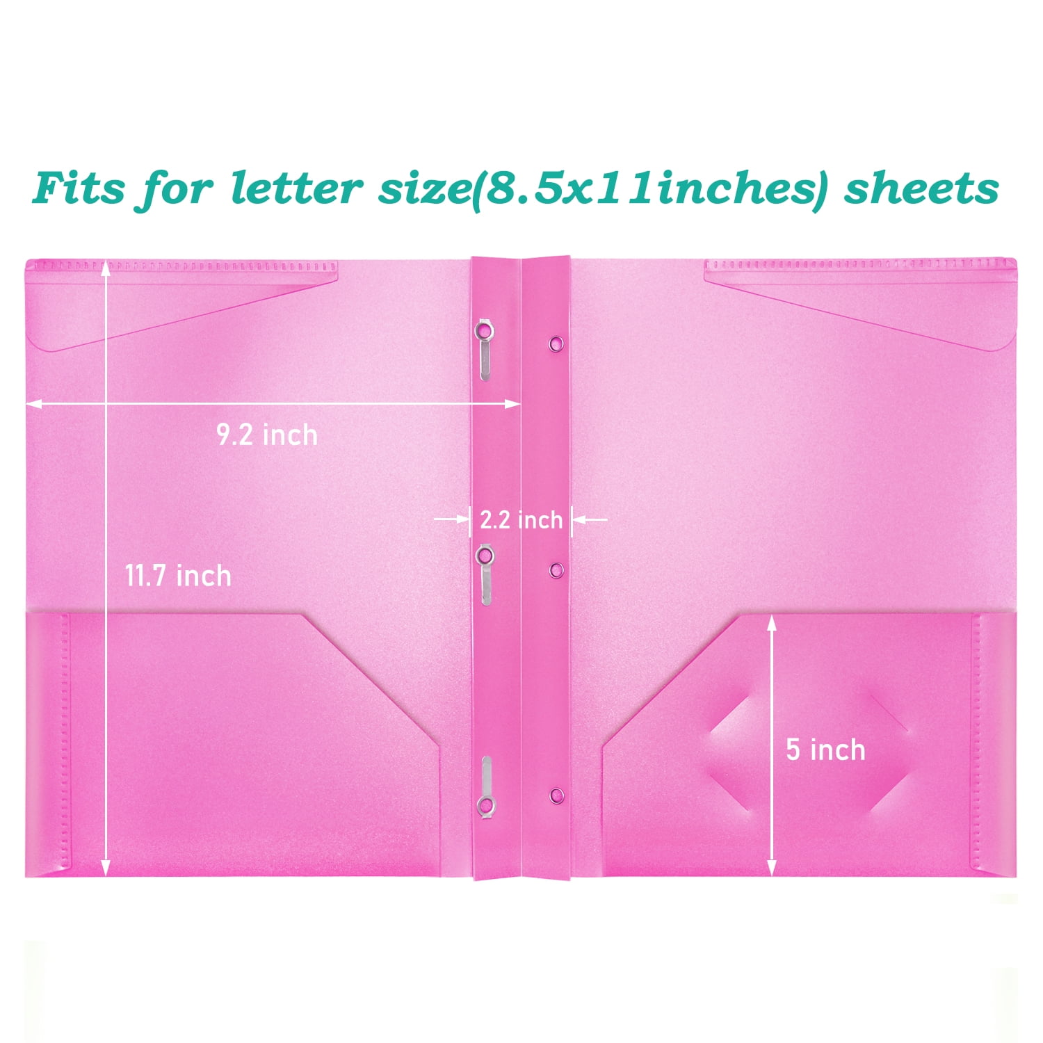 RYWESNIY Heavy Duty Plastic Folders with Pockets and Prongs,Plastic School Supplies Folders, Assorted Colors, Letter Size, 6 Pack