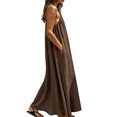 thumbnail image 6 of JIAYUE Women's Dress V Neck Spaghetti Strap Solid Color Linen Long Dresses Loose Fit Flowy Casual Sundress Sleeveless Vacation For Beach Holiday Daily Wear, 6 of 9